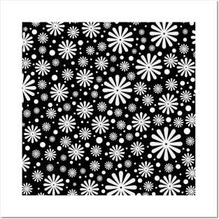 Black and white floral pattern Posters and Art